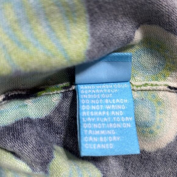 J.McLaughlin Cotton Blend Split Neck 3/4 Sleeve Printed Sweater  Navy‎ Green XS - Picture 12 of 12